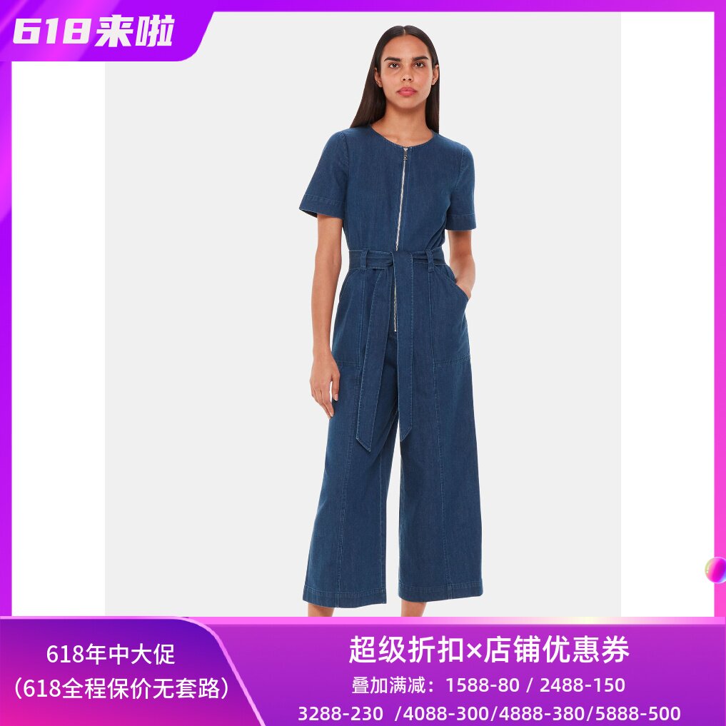 WHISTLES短袖牛仔蓝连体裤