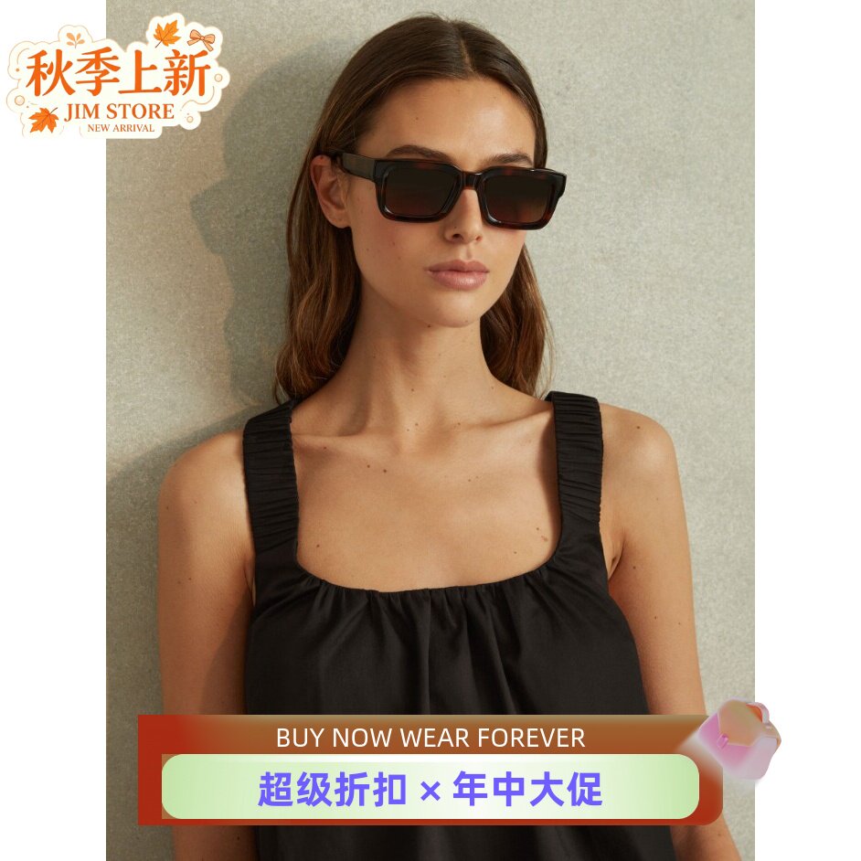 REISS黑色工字背心休闲度假宽松棉质纯色简约气质显瘦百搭