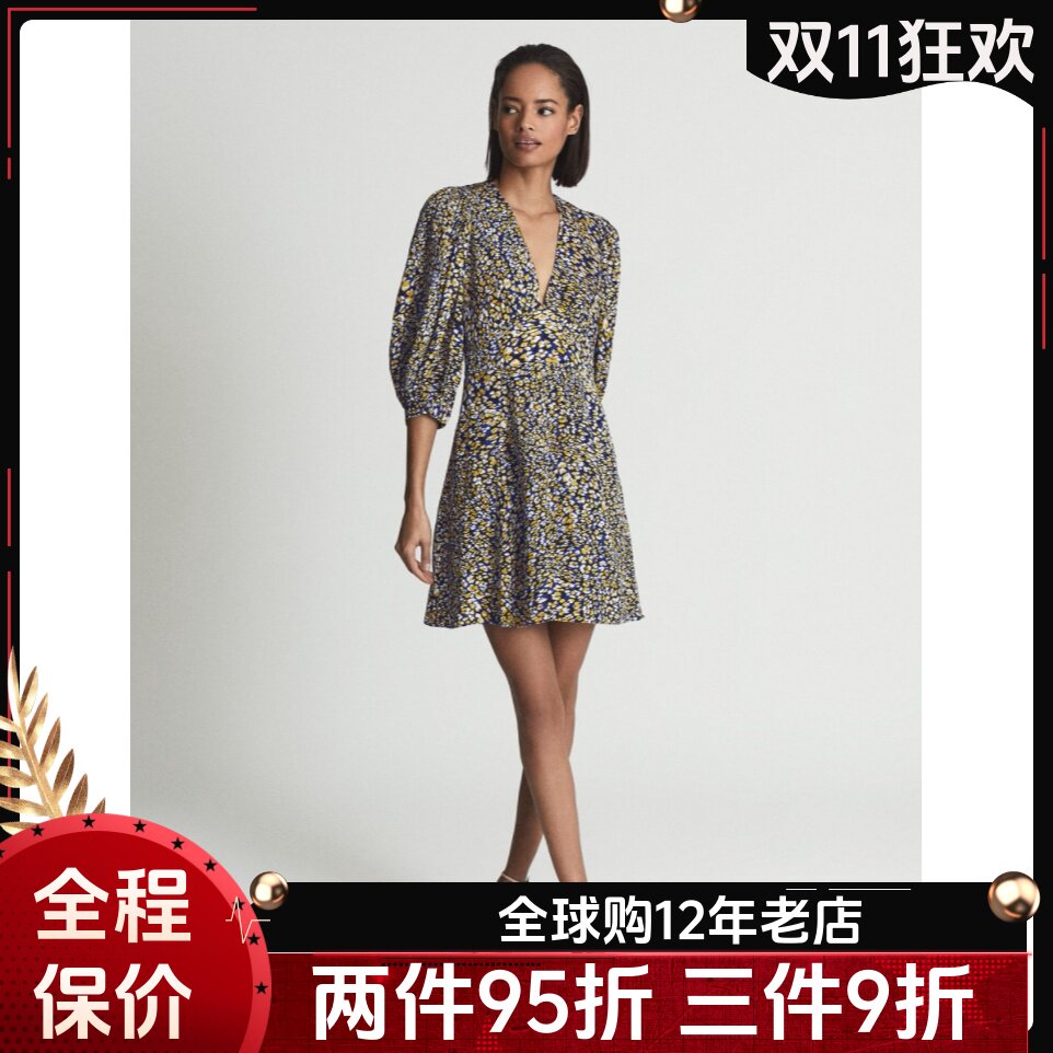 REISS碎花连衣裙气质英伦显瘦