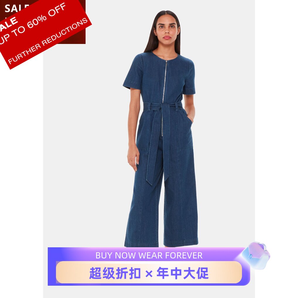 WHISTLES短袖牛仔蓝连体裤