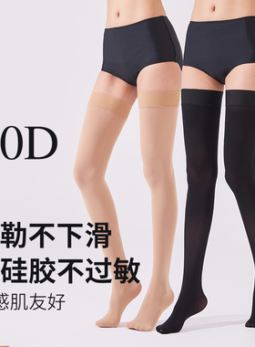 50D果冻贴贴袜无硅胶防滑大高弹腿袜隐形肉色美肤袜防晒过膝袜女