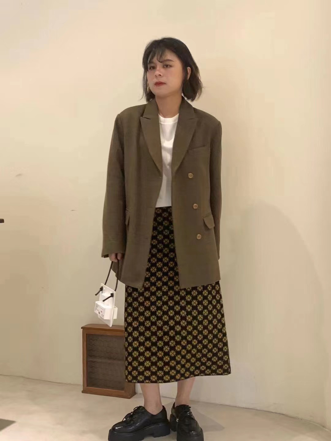 NEUL秋冬灰色廓形西装外套