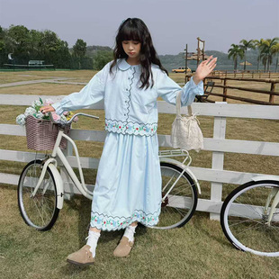 2026春季新款韩版田园刺绣减龄宽松显瘦娃娃领衬衫女开衫上衣