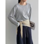 长袖 那末日常随性 圆领百搭纯色基础款 T恤女休闲简约叠穿上衣