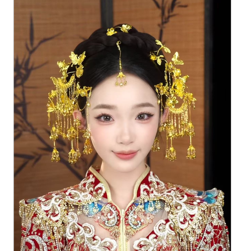 新款金色中式新娘百搭发饰