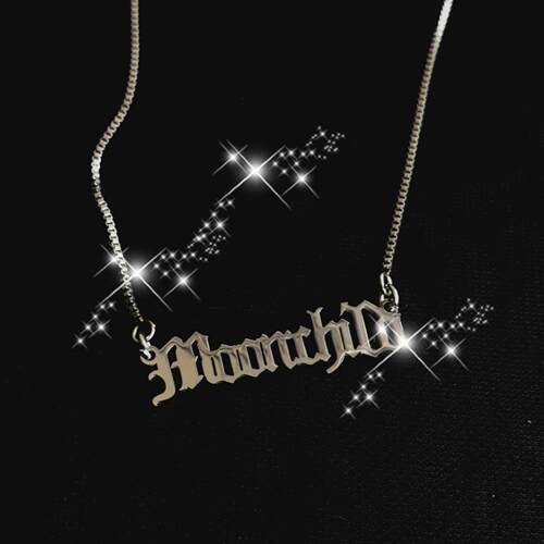 月亮之子Moonchild荆棘字母项链 黑暗系复古哥特个性ins设计潮酷