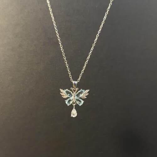 Vintage古着The Cerulean Dreamwing冰蓝蝴蝶ins小众百搭锁骨链