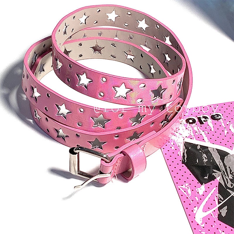 亚文化腰带女y2k朋克百搭千禧年星星镂空镭射闪闪皮带辣妹