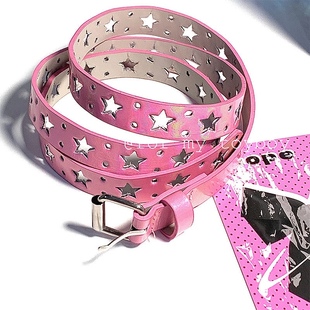亚文化腰带女y2k朋克百搭千禧年星星镂空镭射闪闪皮带辣妹