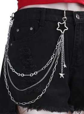 diy新款腰链哥特个性潮流五角星裤子链条百搭嘻哈朋克星星裤链