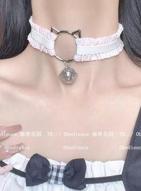 黑色蝴蝶结皮质项圈女2024年新款设计感甜酷颈链小众简约气质项链