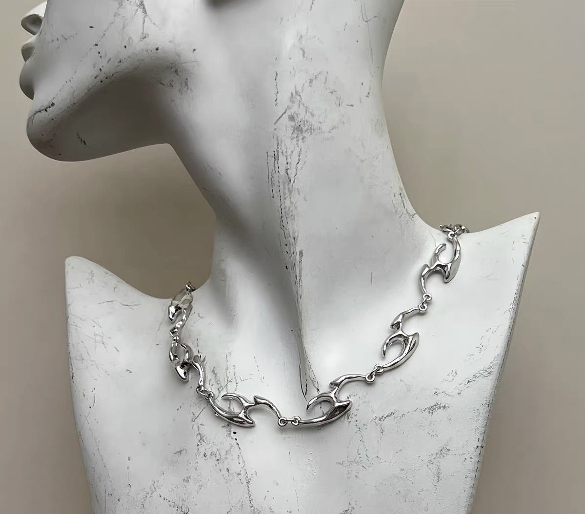 原创设计小众不规则金属项链男高级感锁骨链颈链女