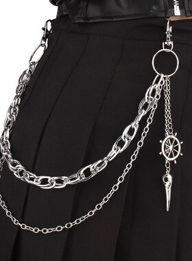 ins裤子链条饰品 时尚哥特暗黑尖嘴鸟头裤链加长潮流嘻哈裤子配饰