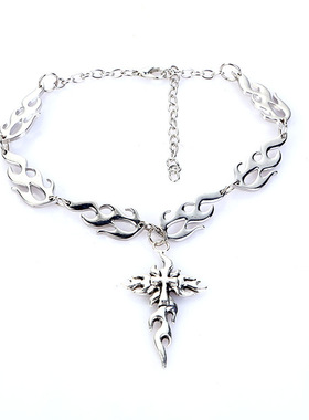 火焰十字架朋克夸张项链男女时尚嘻哈情侣吊坠银色复古饰品颈链