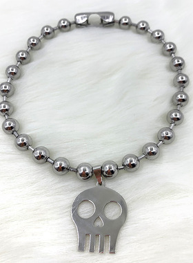 欧美个性彩色蝴蝶珠链项链男女时尚嘻哈情侣吊坠银色复古饰品颈链