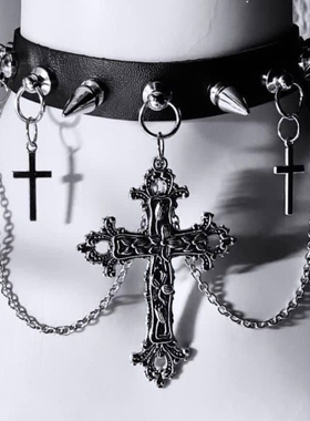 重工铆钉亚文化朋克十字架choker项圈