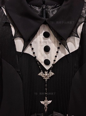 手作蝙蝠十字架亚文化哥特lolita项链Hello