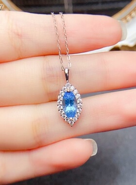 天然托帕石吊坠S925银镶嵌极美支持检测主石5*10mm