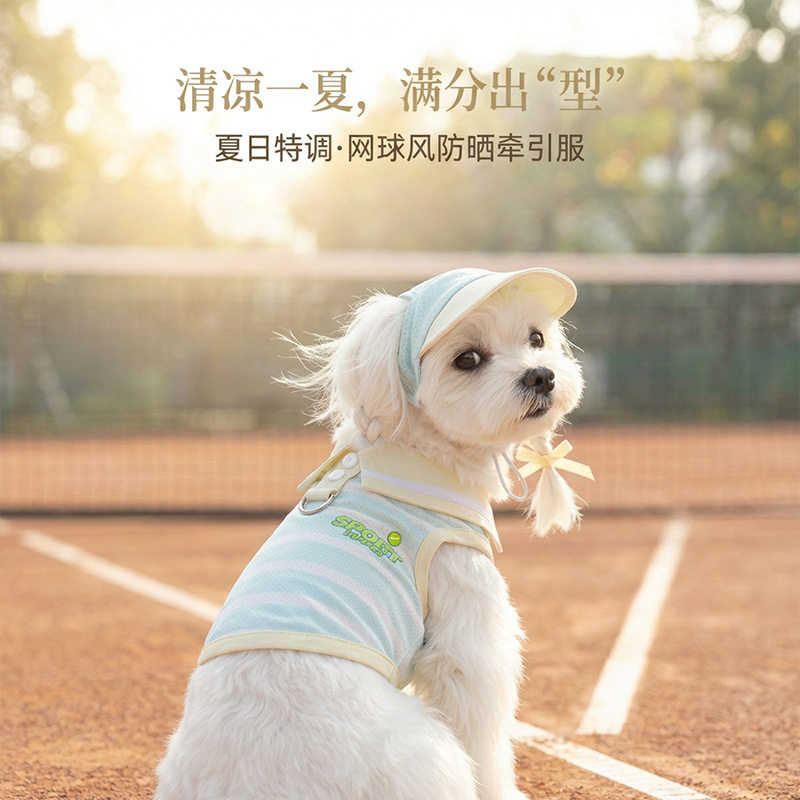 夏季清爽透气防晒遮阳衣带帽子凉感狗狗衣服宠物衣服比熊泰迪背心