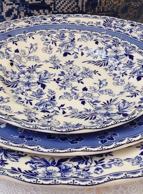 外贸出口英国Johnson Brothers原单青花中西餐具盘子碗茶具咖啡杯