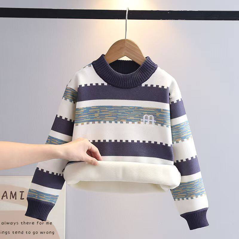男童毛衣一体绒秋冬装2025新款儿童圆领条纹针织衫男孩套头打底衣,童装/婴儿装/亲子装,毛衣/针织衫,淘宝优惠券,粉丝福利购,淘宝优惠卷