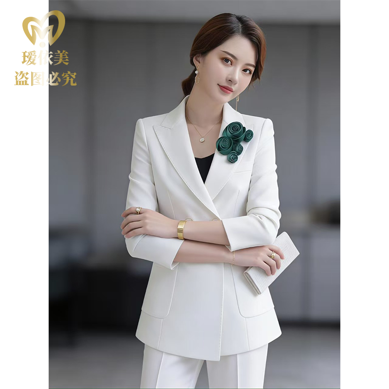 高端西装女秋冬通勤职业装显瘦时尚正肩西服显瘦气质休闲修身白色