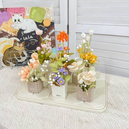 BALODY贝乐迪永生积木花束盆栽拼装图玩具送老师闺蜜生日礼物摆件