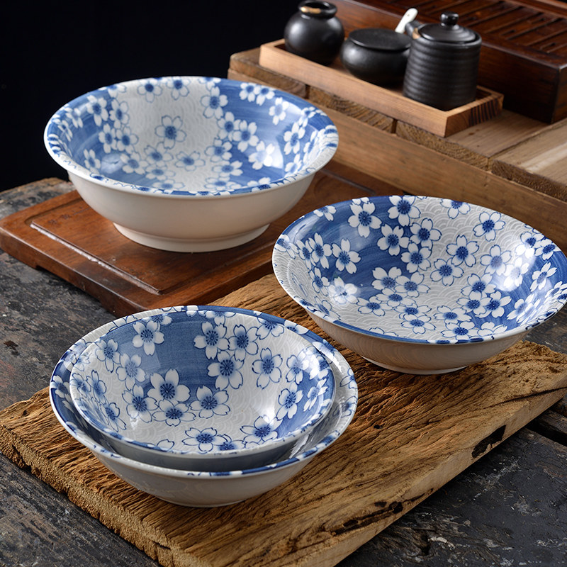 印彩陶瓷饭碗家用粗陶面碗汤碗大号米小吃碗面碗餐馆饭馆厨房餐具