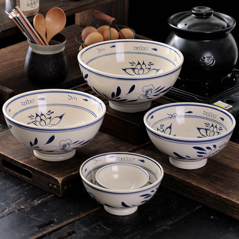 中式陶瓷陕西老碗海碗面碗商用碗面馆8寸9餐具大号高脚防烫油泼面