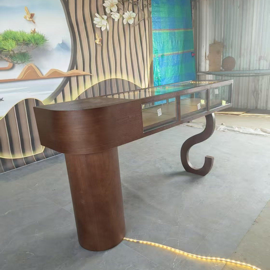 玻璃陈列货架展示柜台中岛台流水台珠宝店首饰店古玩玉器翡翠收银