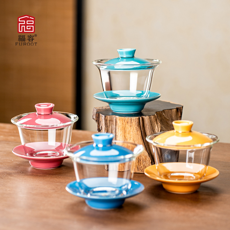 福容多彩盖碗陶瓷手绘功夫茶具