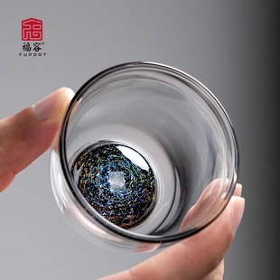 福容金缸杯高硼硅玻璃杯主人杯单杯家用客杯品茗杯耐热杯子喝茶杯