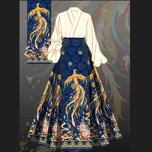 新中式 凤凰古典敬酒服 汉服原创马面裙一整套日常春秋妆花成人女装