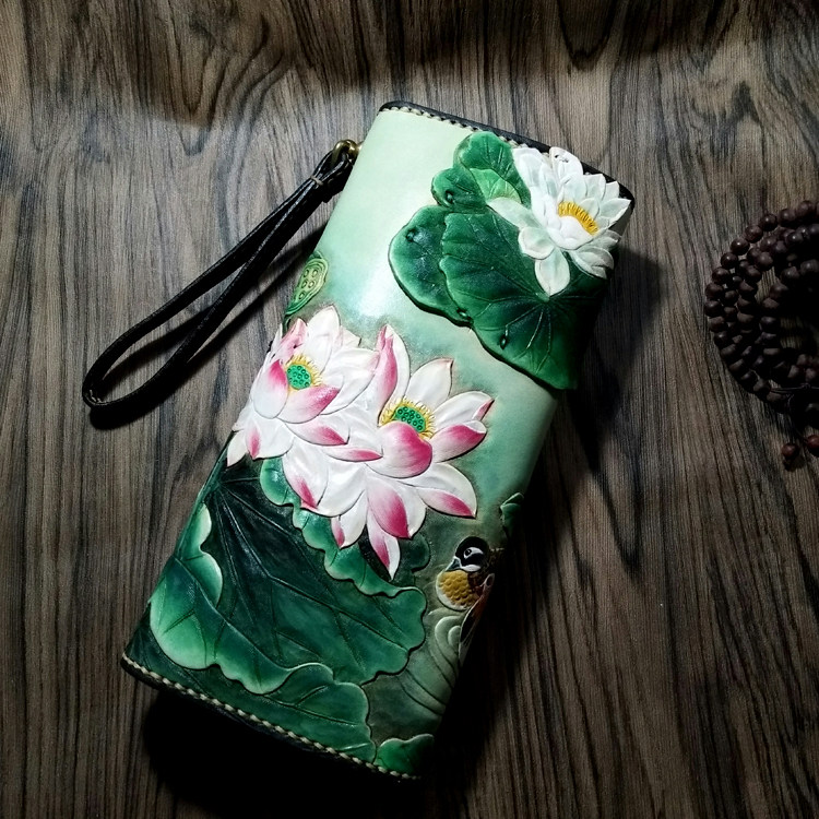 纯手工女款真皮大气风钱包