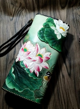 纯手工女款真皮大气风钱包