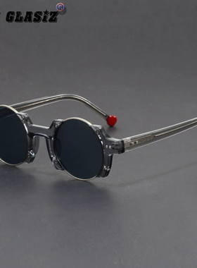 韩版简约插针圆框防晒显脸小墨镜