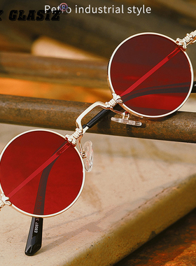 墨镜复古风小圆形海洋片太阳镜