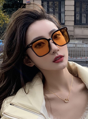 方形大框黄色太阳镜小红书复古
