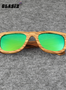 欧美款复古太阳镜纯手工打造纯木头墨镜方形框柳丁TAC偏光镜片