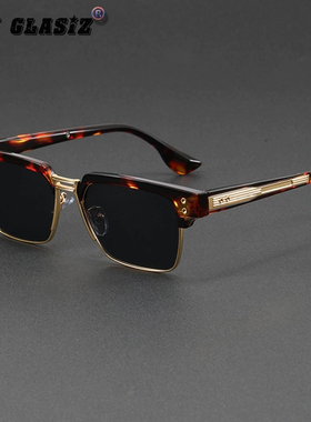 痞帅半框眉架日系复古方框个性插针镜腿余文乐风格防蓝光平光镜