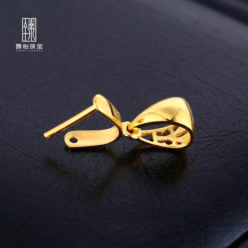 臻怡18K金扣头三角光面扣瓜子扣镂空翡翠扣750翡翠挂扣吊坠扣玉扣