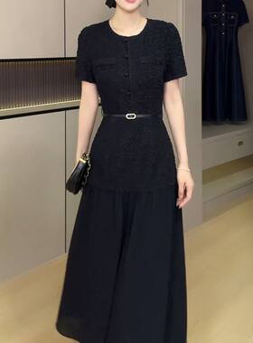 韩版时尚潮流洋气连衣裙女2026夏季新款小香风好看减龄收腰A字裙