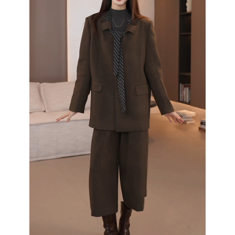 高档气质名媛时尚套装2025秋冬新品老钱风洋气百搭西装外套阔腿裤