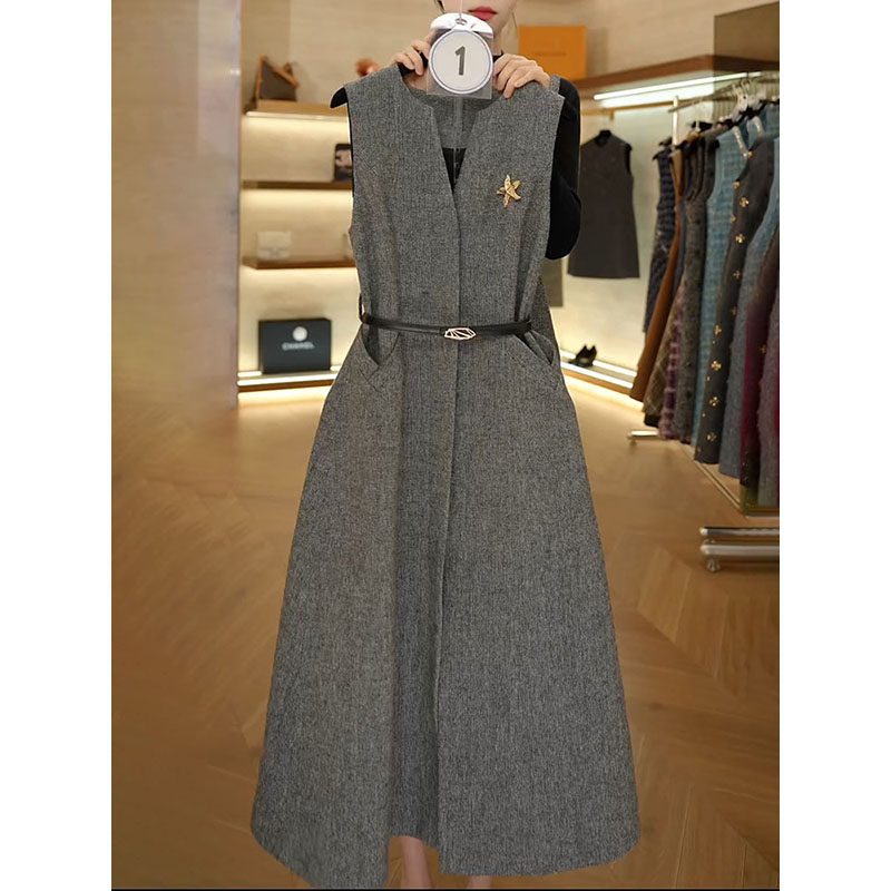 法式高档名媛加厚无袖背心裙2025冬季新款超仙减龄遮肉显瘦A字裙,女装/女士精品,连衣裙,淘宝优惠券,粉丝福利购,淘宝优惠卷