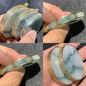 翡翠玉牌方牌无事牌镯芯圆牌青金绿松蜜蜡925银18k金包边定做空托