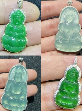 定做佛公925银包边18k金无事牌