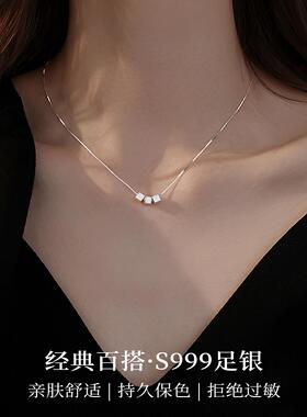 小方糖吊坠正品S925纯银项链女款2026新款轻奢小众锁骨链配饰