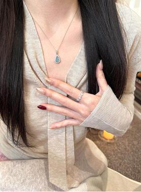999纯银新中式天然蓝水翡翠葫芦吊坠项链女送女友闺蜜母亲节礼物