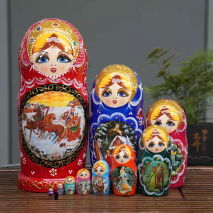 俄罗斯套娃10层烤漆精品哈尔滨满洲里旅游纪念品节日礼物摆件玩具