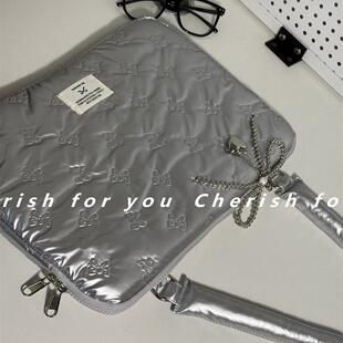 笔记本单肩包15.6寸芭蕾蝴蝶学院风MacBookAir13.3电脑包适用于华为matebook14s学院风手提电脑包甜美电脑包